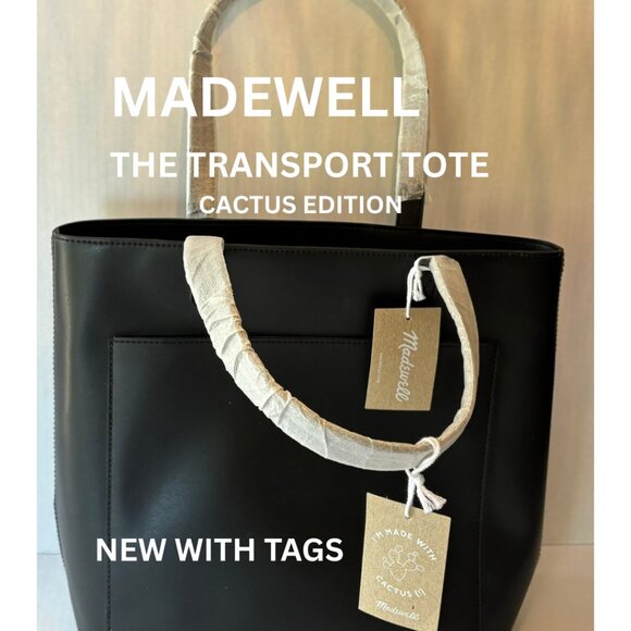 MADEWELL "The Transport Tote” – Black – NWT – Vegan Cactus Leather - Picture 1 of 9